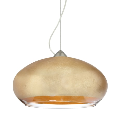 Besa Lighting Brio 14 Cord Pendant, Gold Foil, Satin Nickel Finish, 1x75W Incandescent 1KX-4345GF-SN